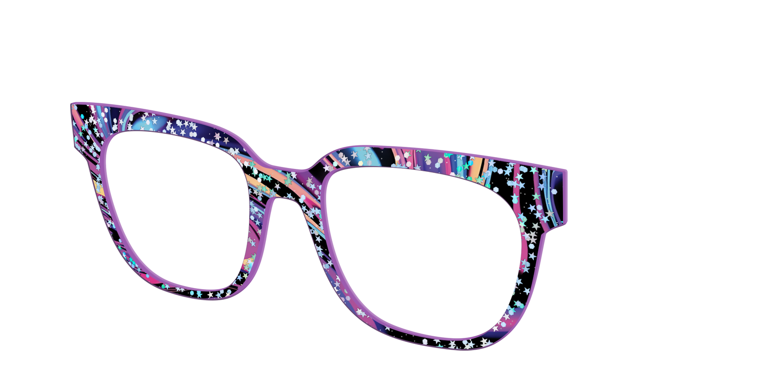 The Vaporwave Marble with Star Glitter - Angle Top Image - Pair Eyewear