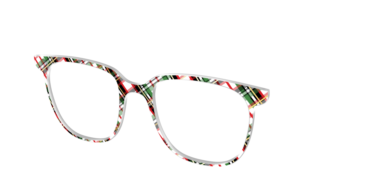 The Evergreen Plaid with Foil Crystal - Angle Top Image - Pair Eyewear