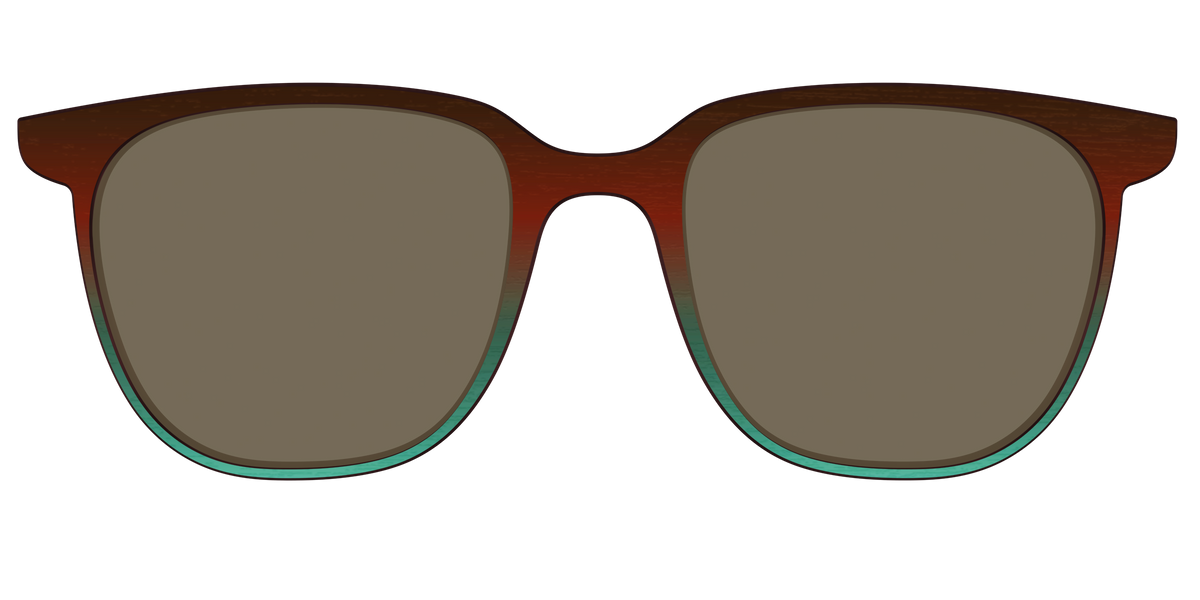 The Polarized Mahogany to Juniper Woodgrain Sun Top - Front Top Image - Pair Eyewear
