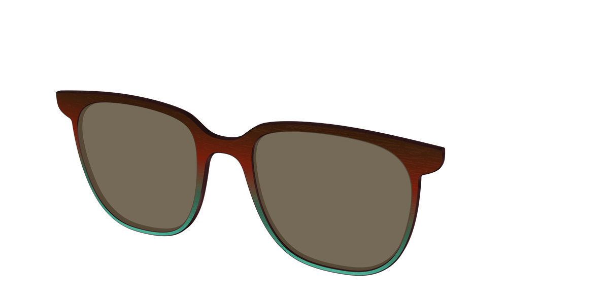 The Polarized Mahogany to Juniper Woodgrain Sun Top - Angle Top Image - Pair Eyewear