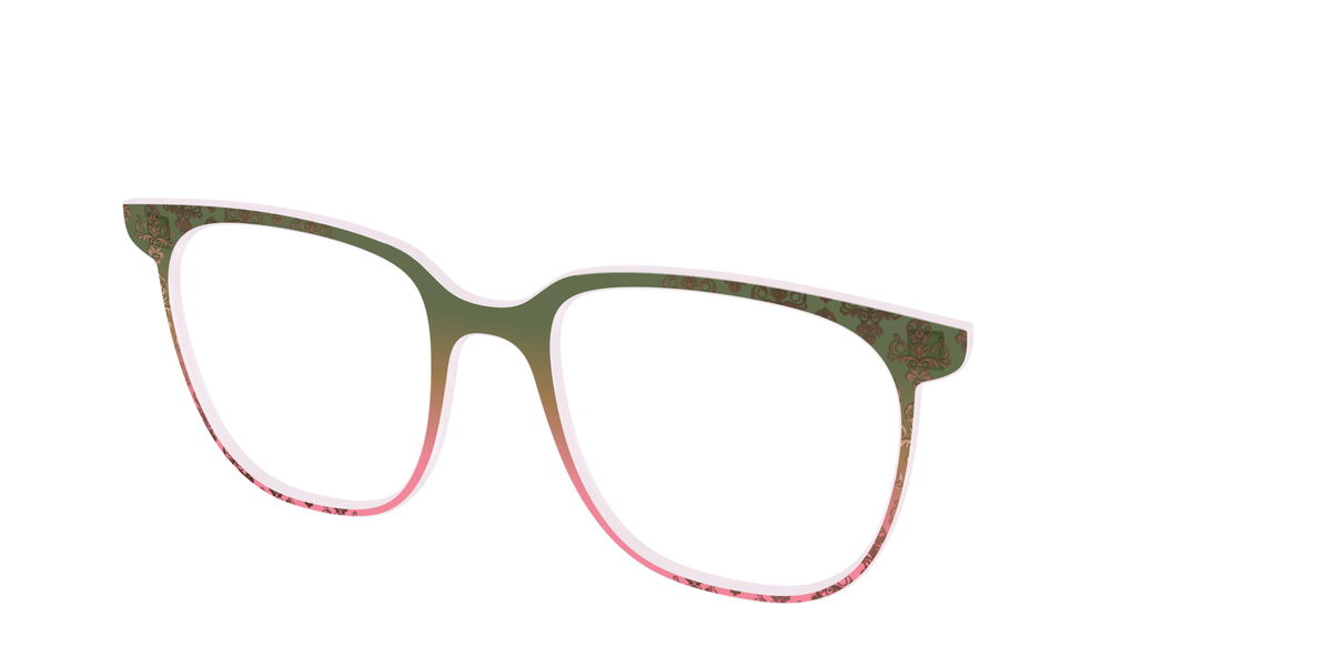 The Olive to Rose Trellis with Champagne Foil - Angle Top Image - Pair Eyewear