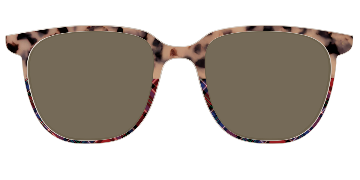 The Polarized Cookie Dough Tortoise & Plaid Split Sun Top - Front Top Image - Pair Eyewear