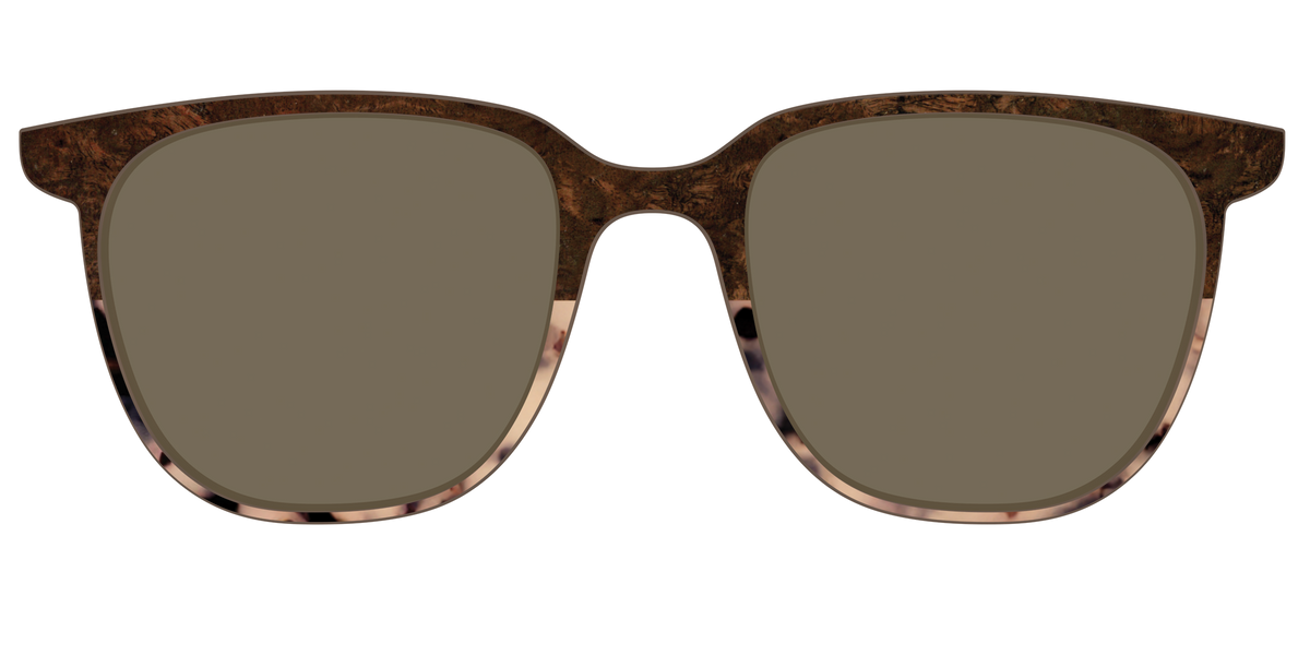 The Polarized Dark Oak Tortoise Split Sun Top - Front Top Image - Pair Eyewear