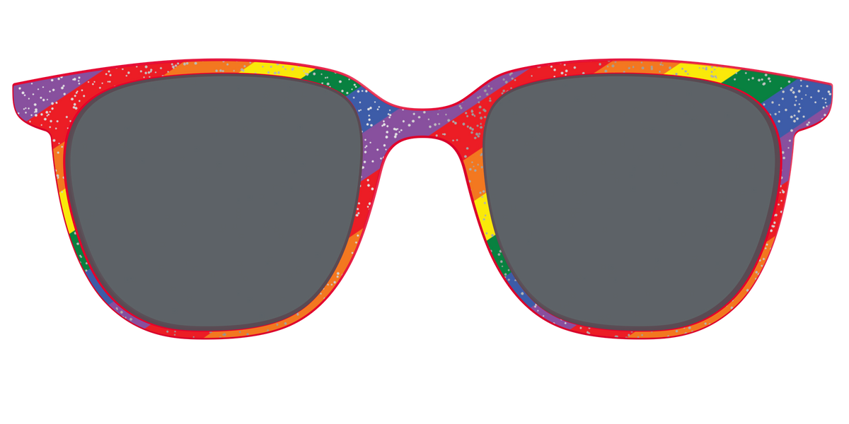 The Polarized Traditional Pride Flag Glitter Sun Top - Front Top Image - Pair Eyewear