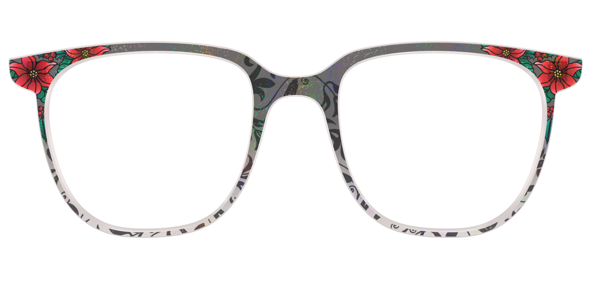 The Romantic Poinsettia Holographic Crystal - Front Top Image - Pair Eyewear