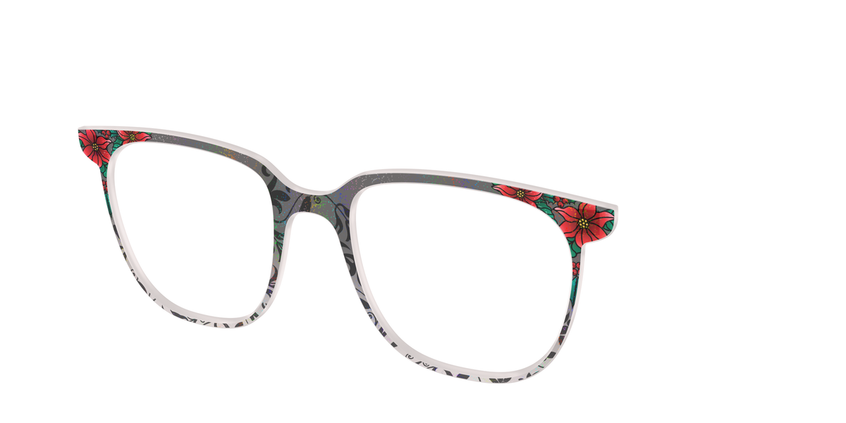 The Romantic Poinsettia Holographic Crystal - Angle Top Image - Pair Eyewear