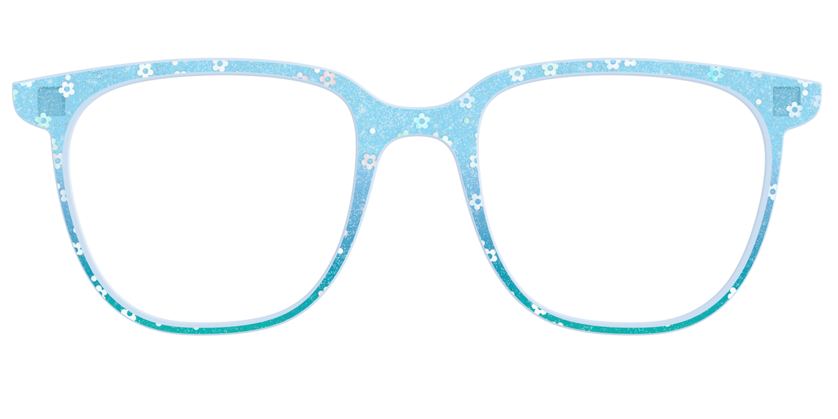 The Sky Blue Crystal with Daisy Glitter - Front Top Image - Pair Eyewear