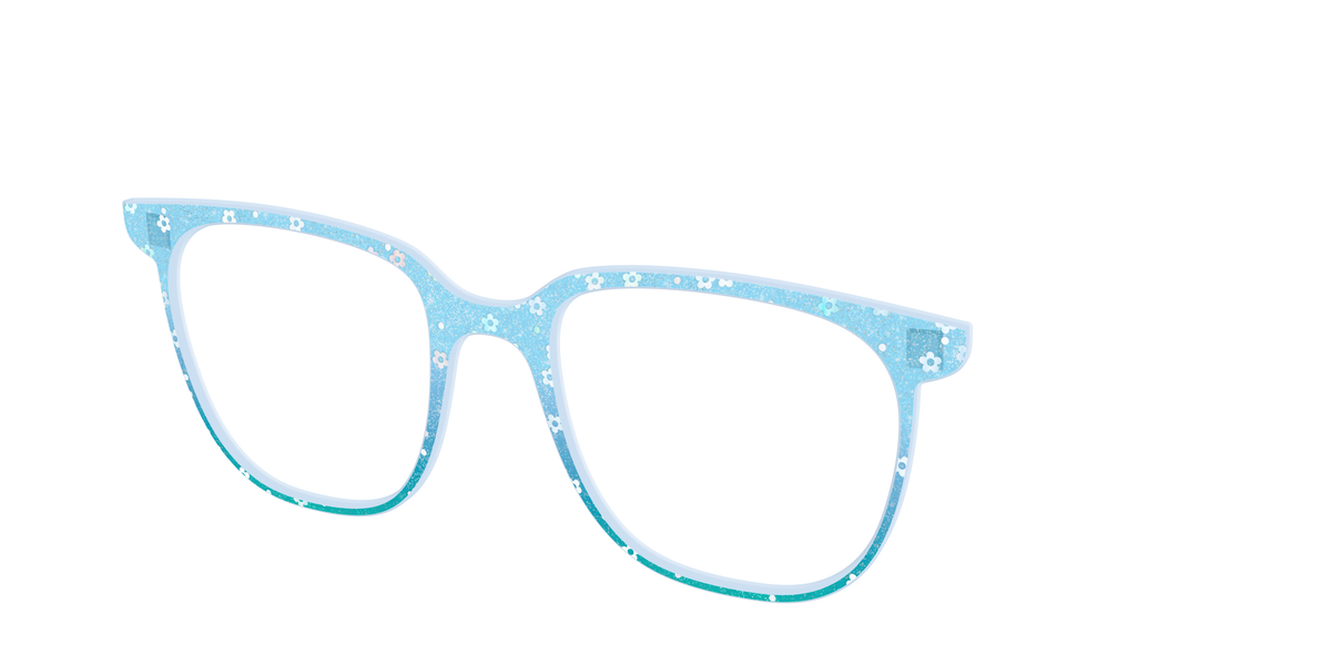 The Sky Blue Crystal with Daisy Glitter - Angle Top Image - Pair Eyewear