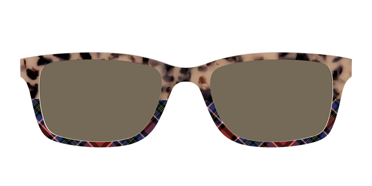 The Polarized Cookie Dough Tortoise & Plaid Split Sun Top - Front Top Image - Pair Eyewear