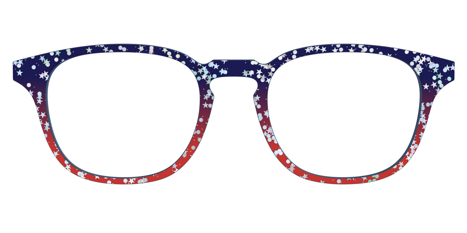 The Navy to Scarlet Gradient with Star Glitter - Front Top Image - Pair Eyewear