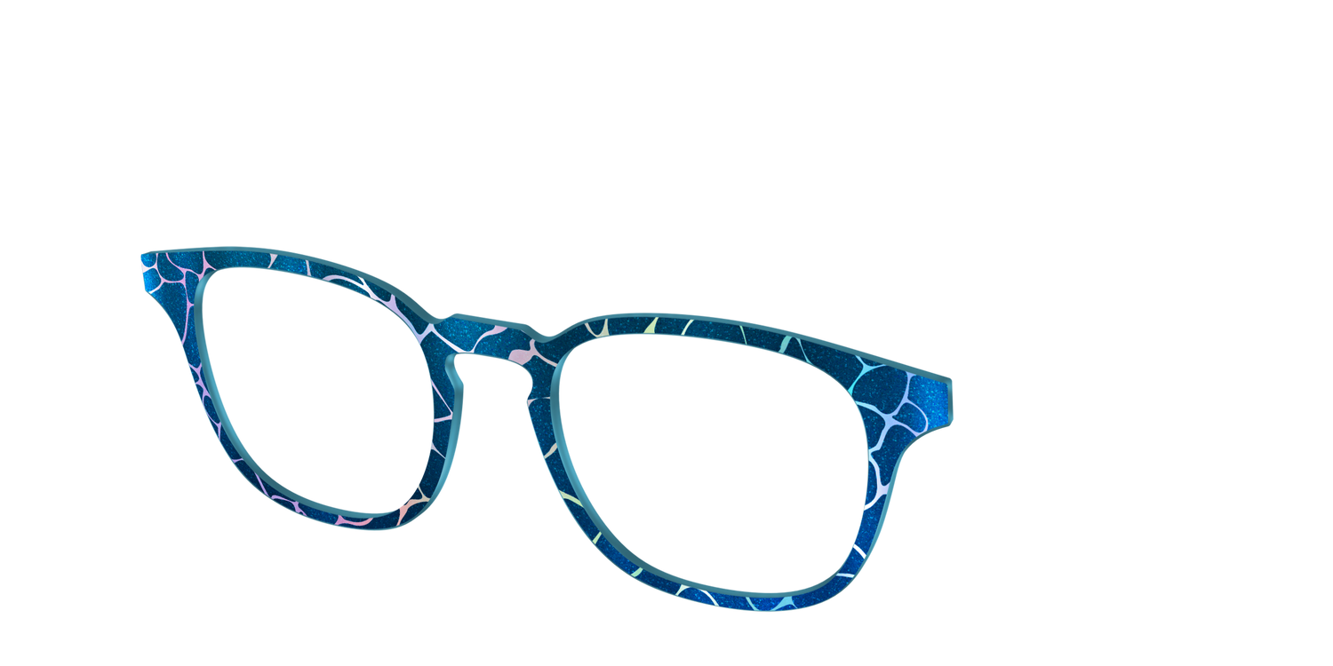 The Teal Shimmer Holographic Pool - Angle Top Image - Pair Eyewear