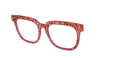 The Crimson Flair Shimmer with Gold Foil - Angle Top Thumbnail - Pair Eyewear
