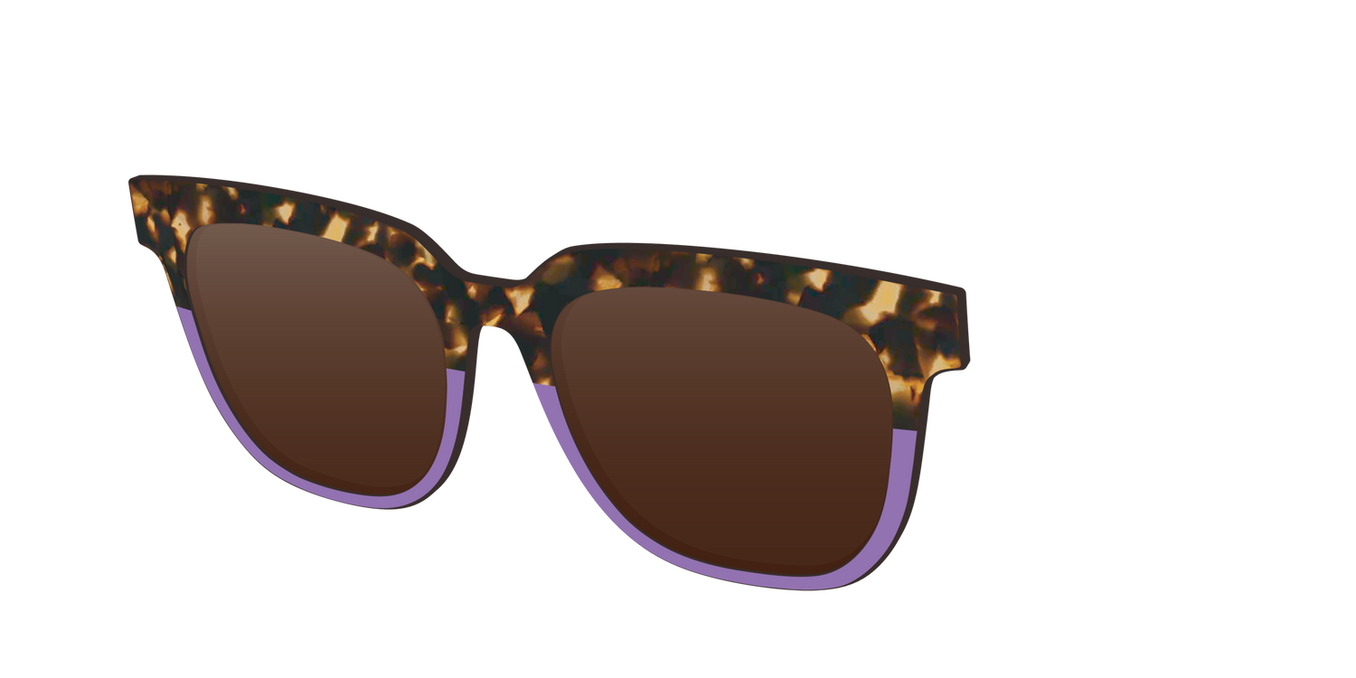 The Polarized Lavender Tortoise Split Sun Top - Angle Top Image - Pair Eyewear