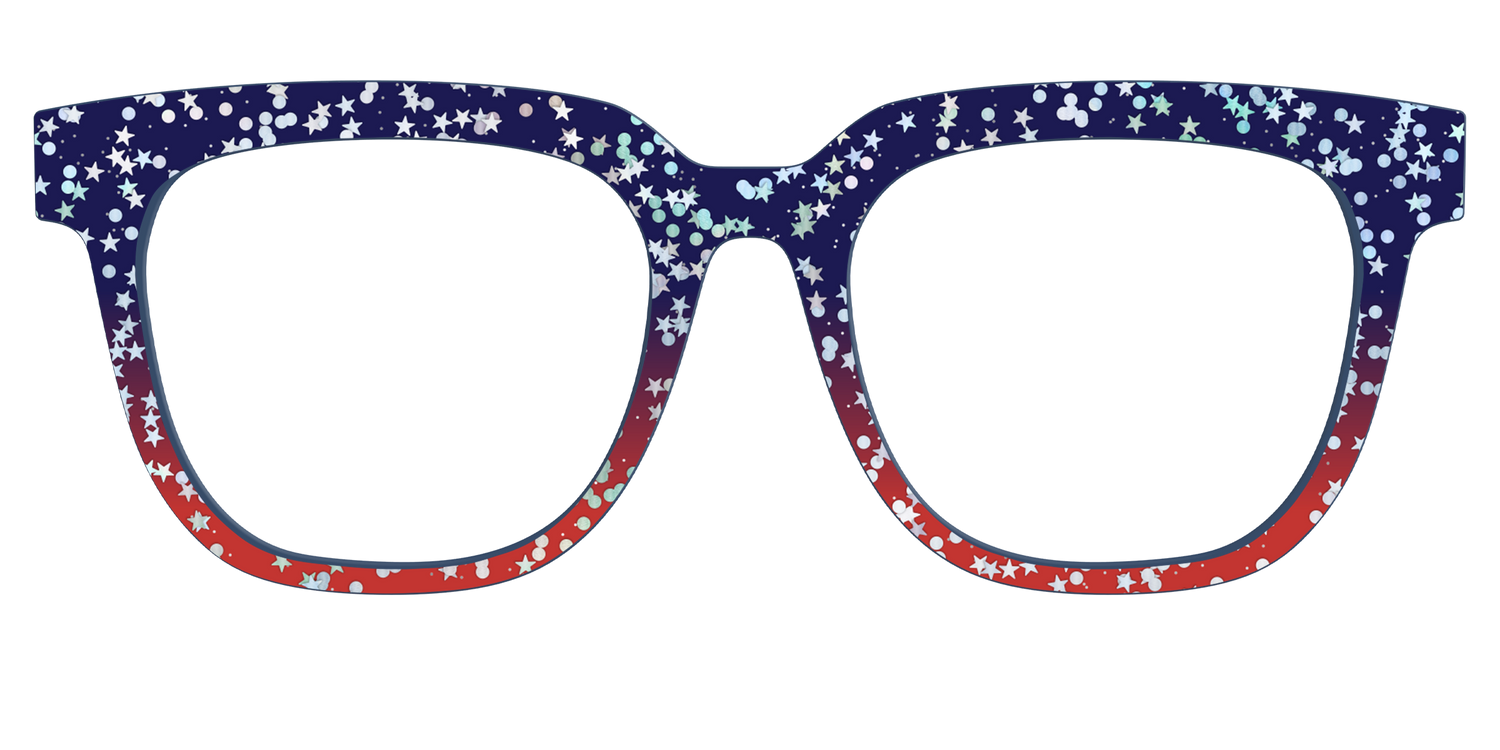 The Navy to Scarlet Gradient with Star Glitter - Front Top Image - Pair Eyewear