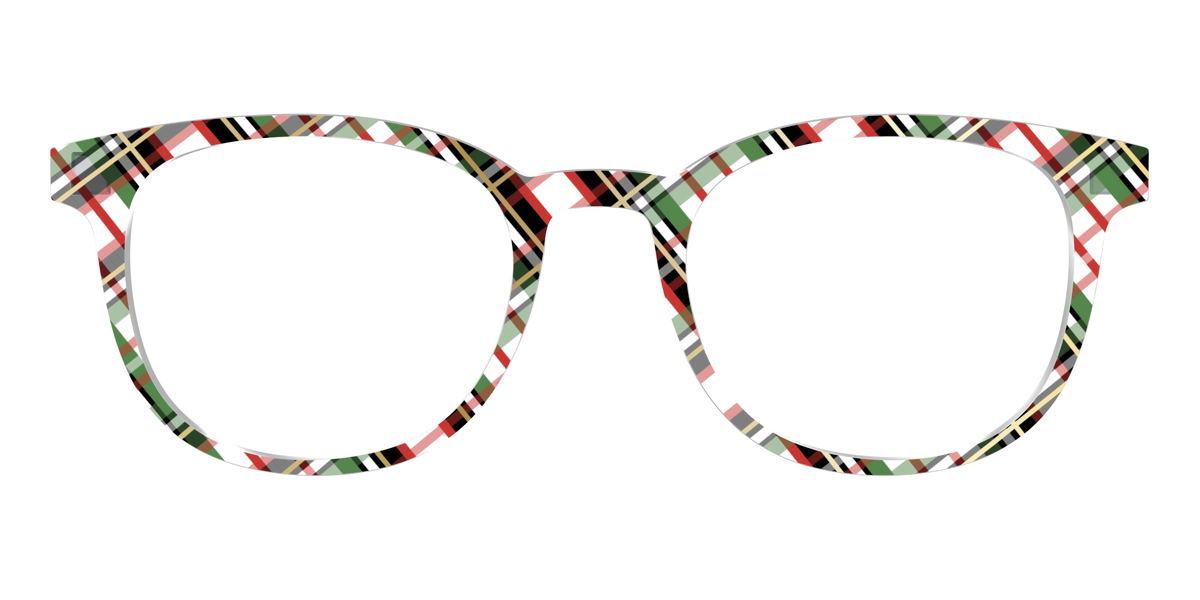 The Evergreen Plaid with Foil Crystal - Front Top Image - Pair Eyewear
