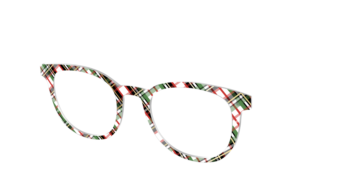 The Evergreen Plaid with Foil Crystal - Angle Top Image - Pair Eyewear