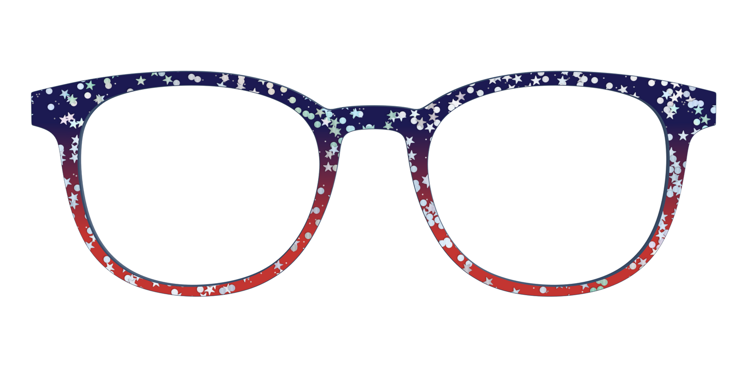 The Navy to Scarlet Gradient with Star Glitter - Front Top Image - Pair Eyewear