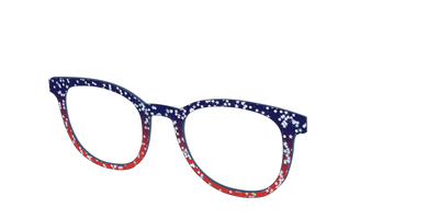 The Navy to Scarlet Gradient with Star Glitter - Angle Top Thumbnail - Pair Eyewear