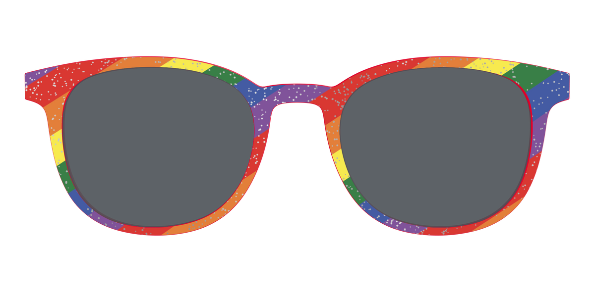 The Polarized Traditional Pride Flag Glitter Sun Top - Front Top Image - Pair Eyewear