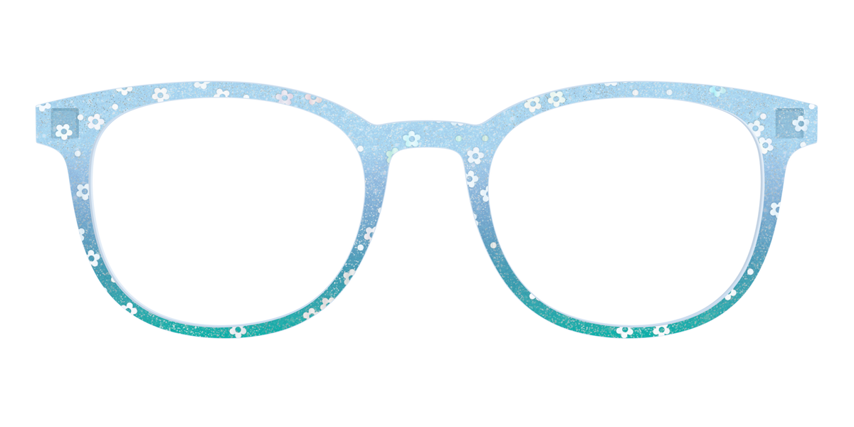 The Sky Blue Crystal with Daisy Glitter - Front Top Image - Pair Eyewear