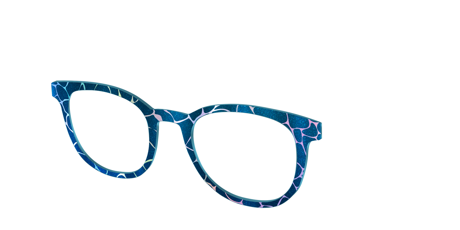 The Teal Shimmer Holographic Pool - Angle Top Image - Pair Eyewear