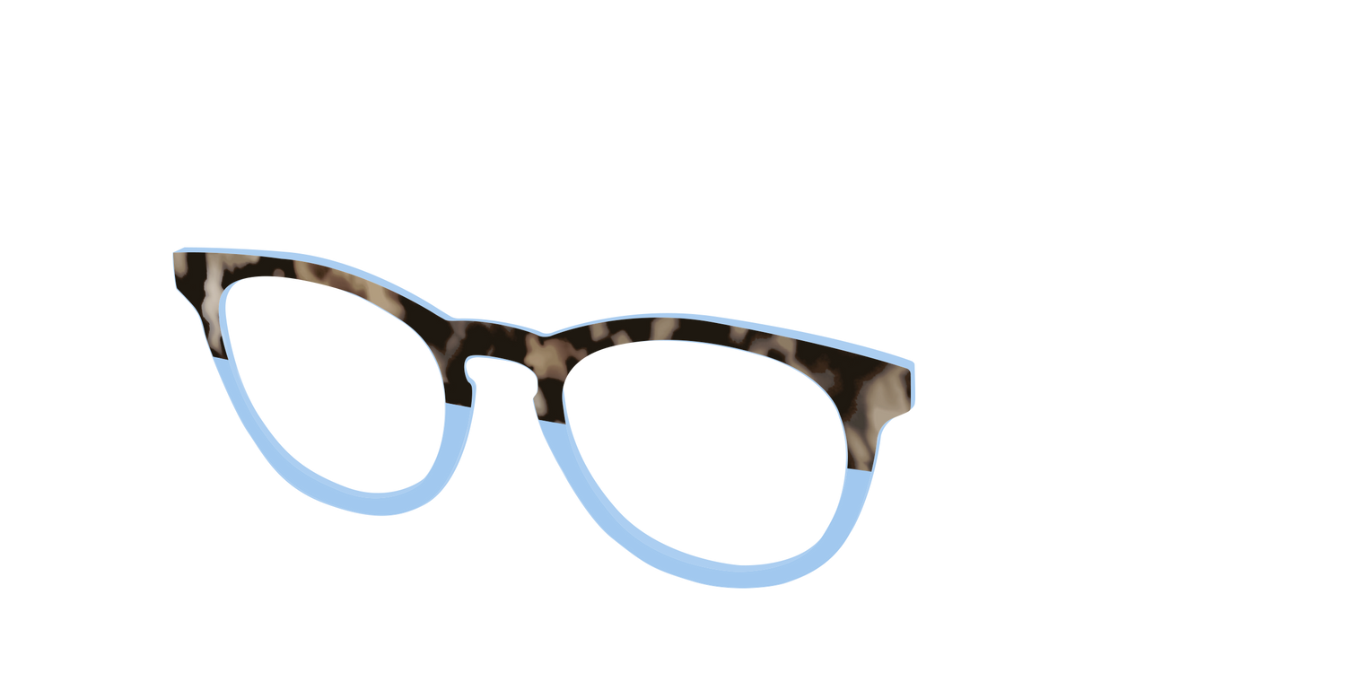 The Denim Tortoise Crystal Split - Angle Top Image - Pair Eyewear