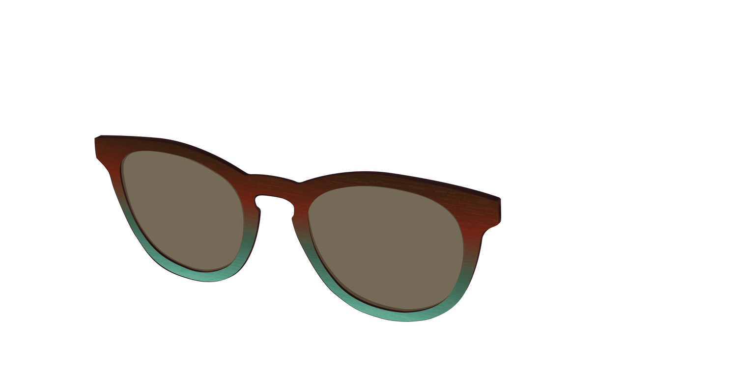 The Polarized Mahogany to Juniper Woodgrain Sun Top - Angle Top Image - Pair Eyewear