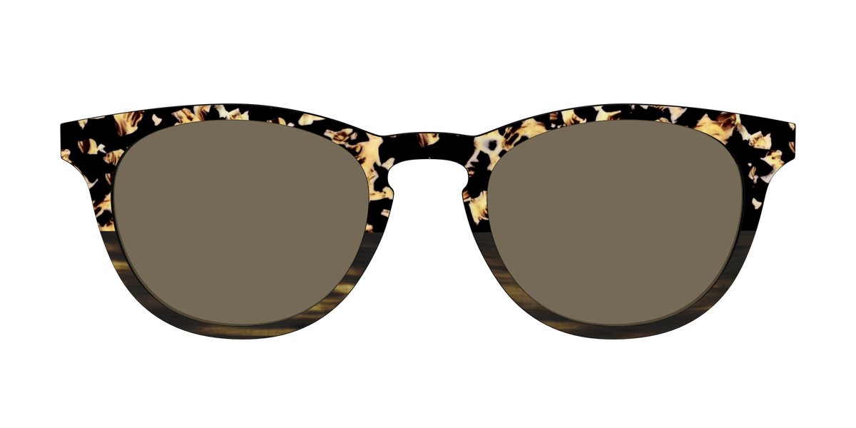The Polarized Caramel Tortoise Horn Split Sun Top - Front Top Image - Pair Eyewear