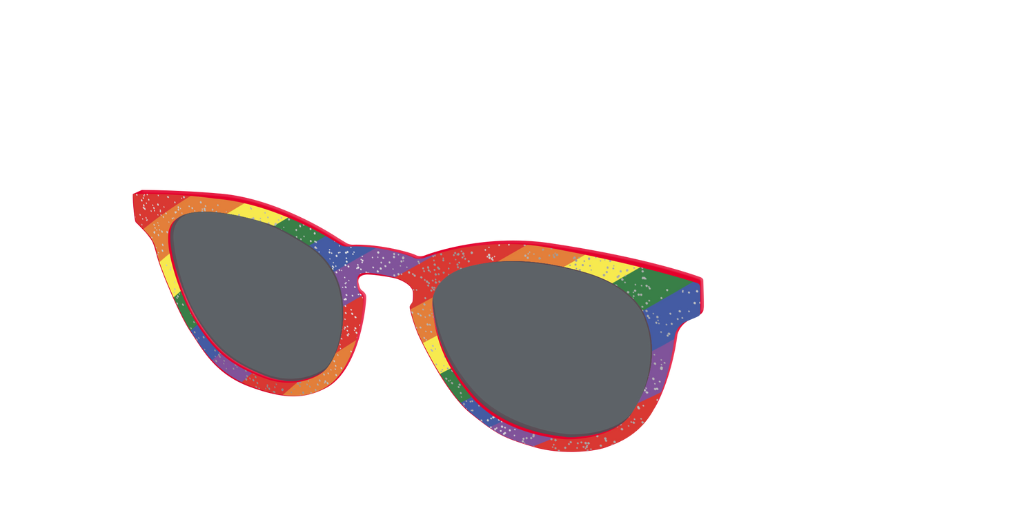 The Polarized Traditional Pride Flag Glitter Sun Top - Angle Top Image - Pair Eyewear