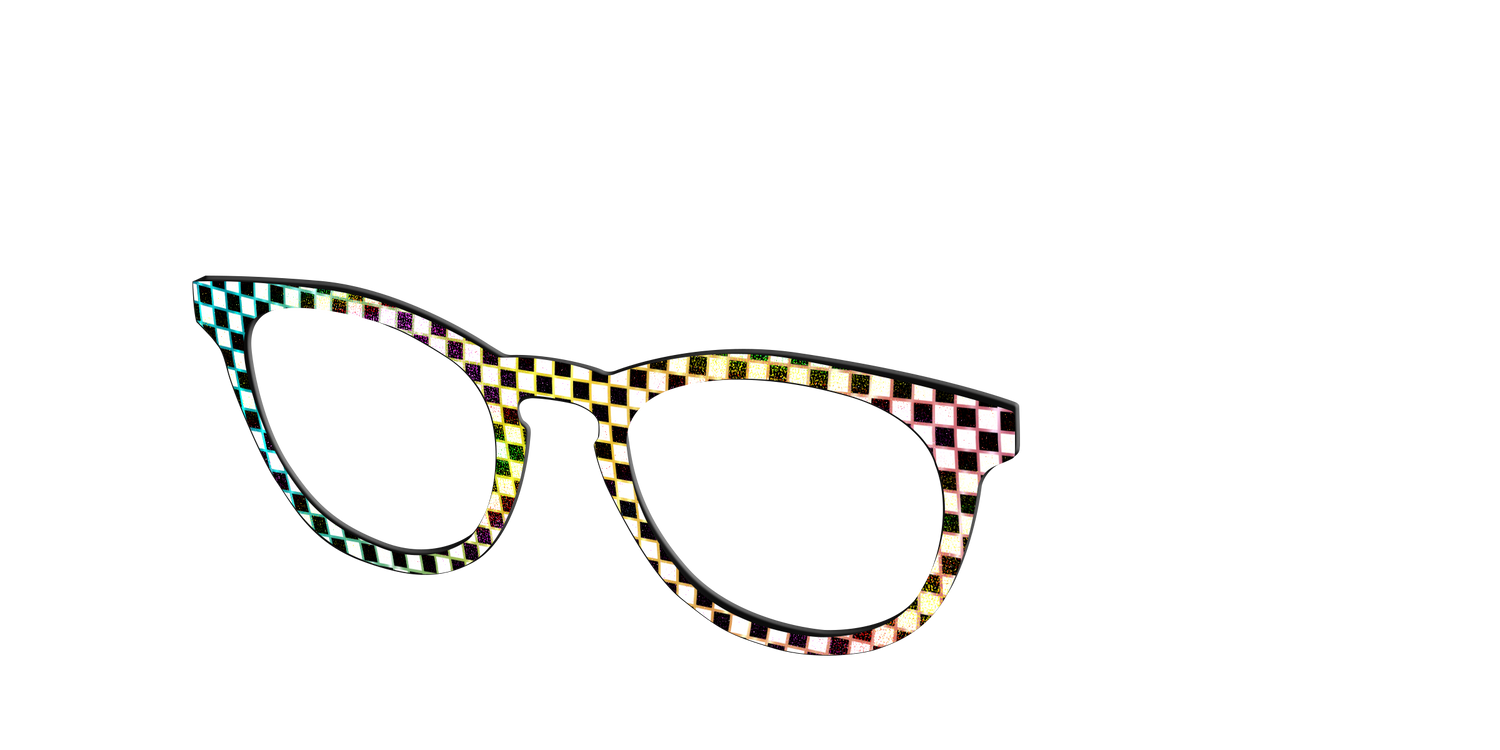 The Rainbow Foil Check - Angle Top Image - Pair Eyewear