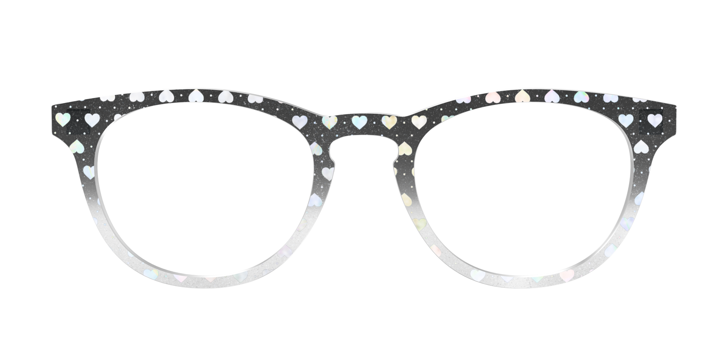 The Rainbow Foil Hearts Gradient Crystal - Front Top Image - Pair Eyewear