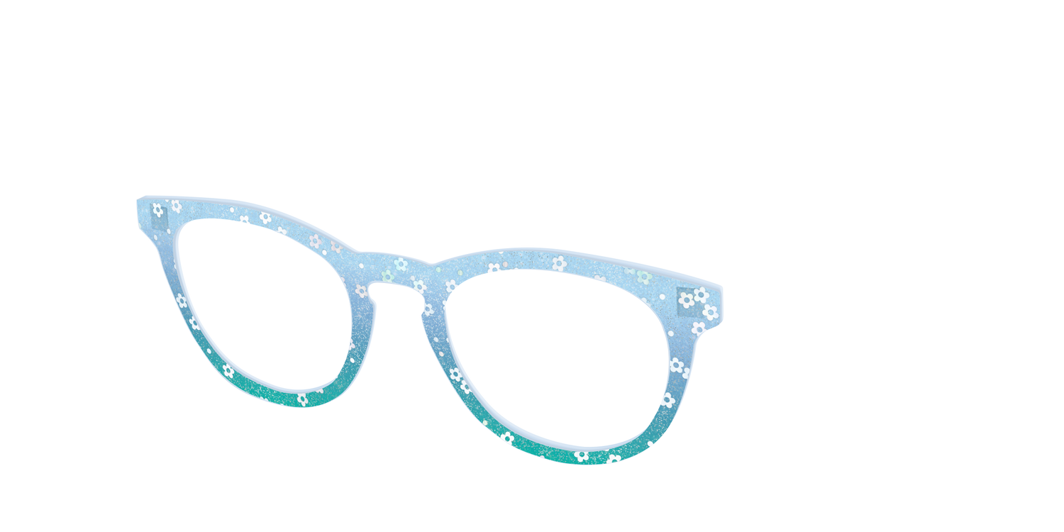 The Sky Blue Crystal with Daisy Glitter - Angle Top Image - Pair Eyewear