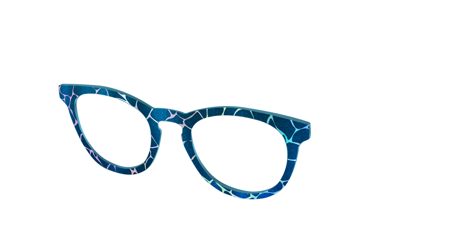 The Teal Shimmer Holographic Pool - Angle Top Image - Pair Eyewear
