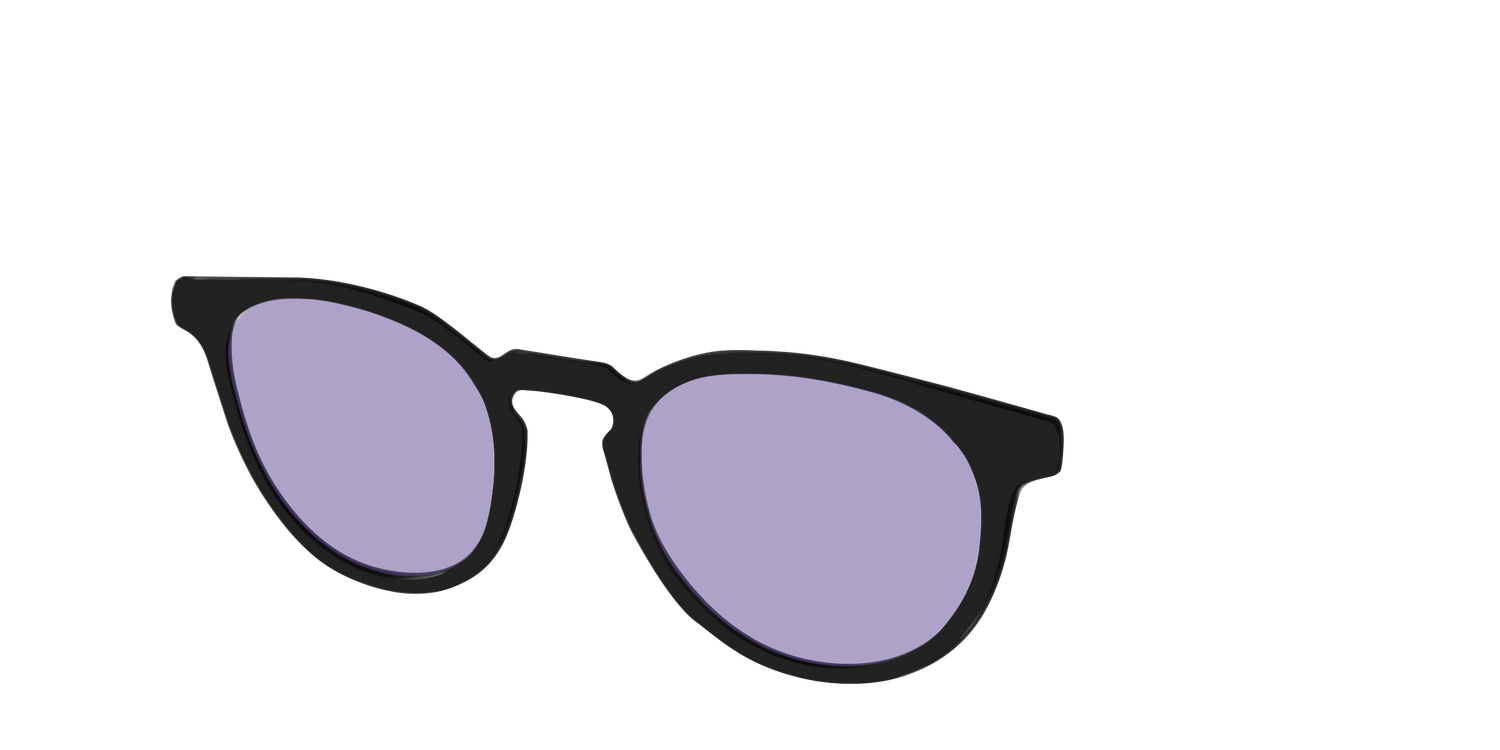 The Black With Celestial Purple Lens - Angle Top Image - Pair Eyewear