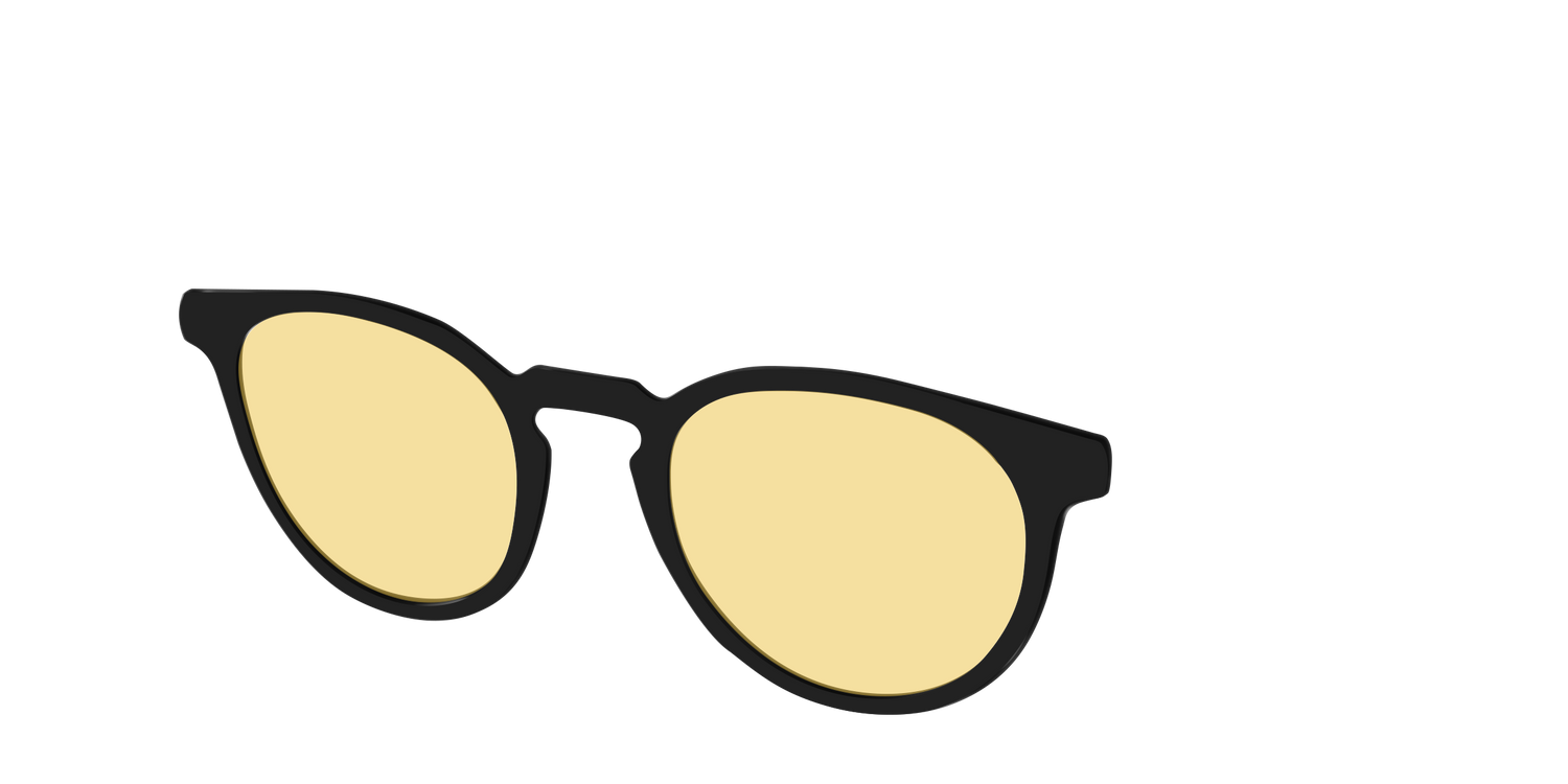 The Black With Citrine Yellow Lens - Angle Top Image - Pair Eyewear