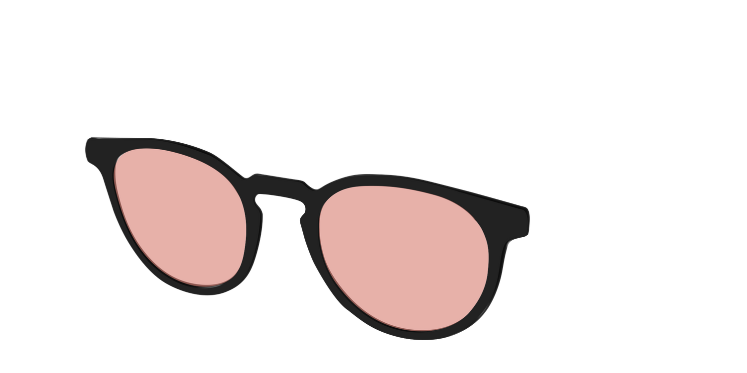 The Black With Coral Pink Lens - Angle Top Image - Pair Eyewear