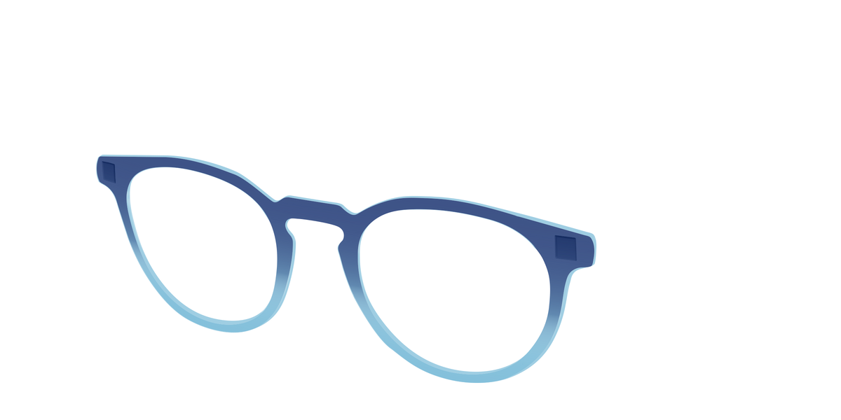 The Indigo to Sky Blue Gradient Crystal - Angle Top Image - Pair Eyewear