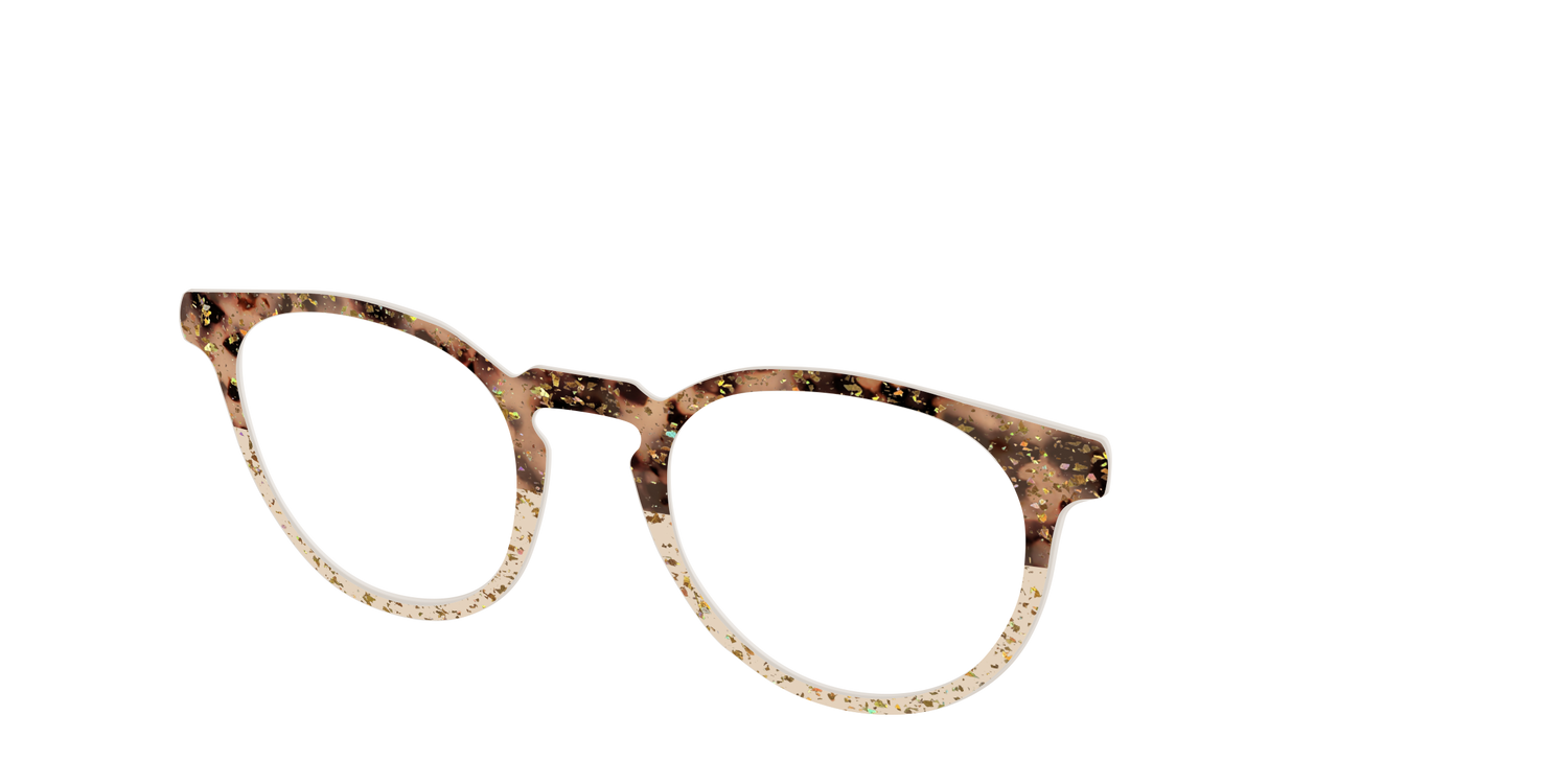 The Khaki Tortoise Crystal Split with Gold Flakes - Angle Top Image - Pair Eyewear