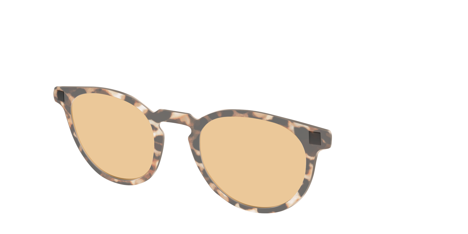 The Neutral Tort Crystal With Umber Brown Lens - Angle Top Image - Pair Eyewear