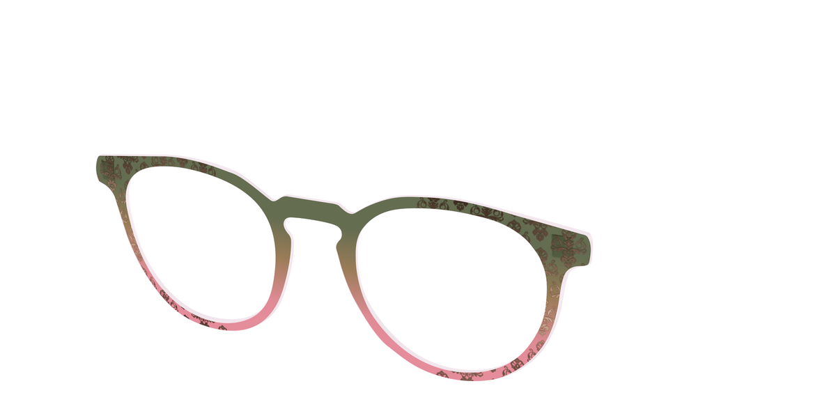 The Olive to Rose Trellis with Champagne Foil - Angle Top Image - Pair Eyewear