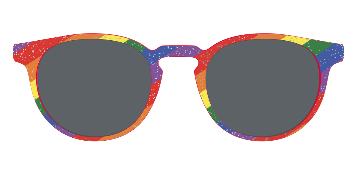 The Polarized Traditional Pride Flag Glitter Sun Top - Front Top Image - Pair Eyewear