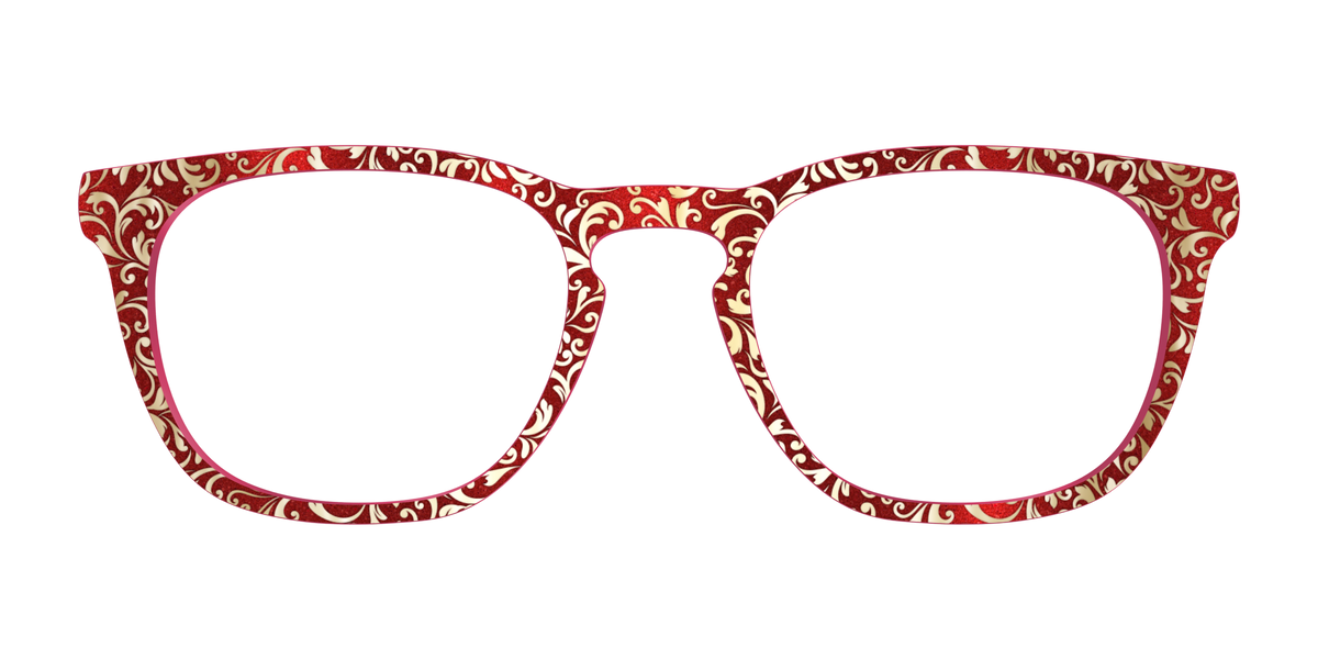 The Crimson Flair Shimmer with Gold Foil - Front Top Image - Pair Eyewear