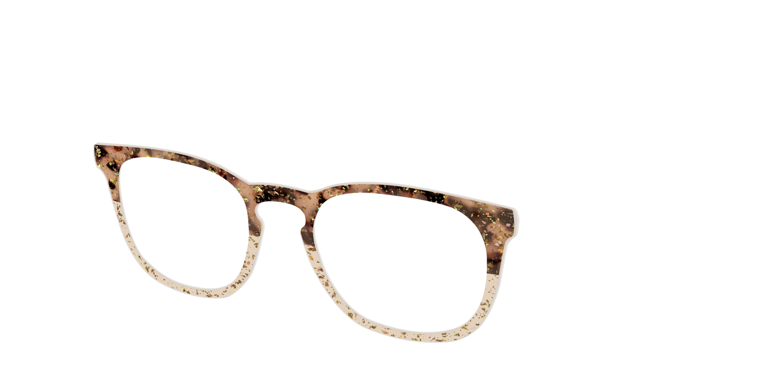 The Khaki Tortoise Crystal Split with Gold Flakes - Angle Top Image - Pair Eyewear