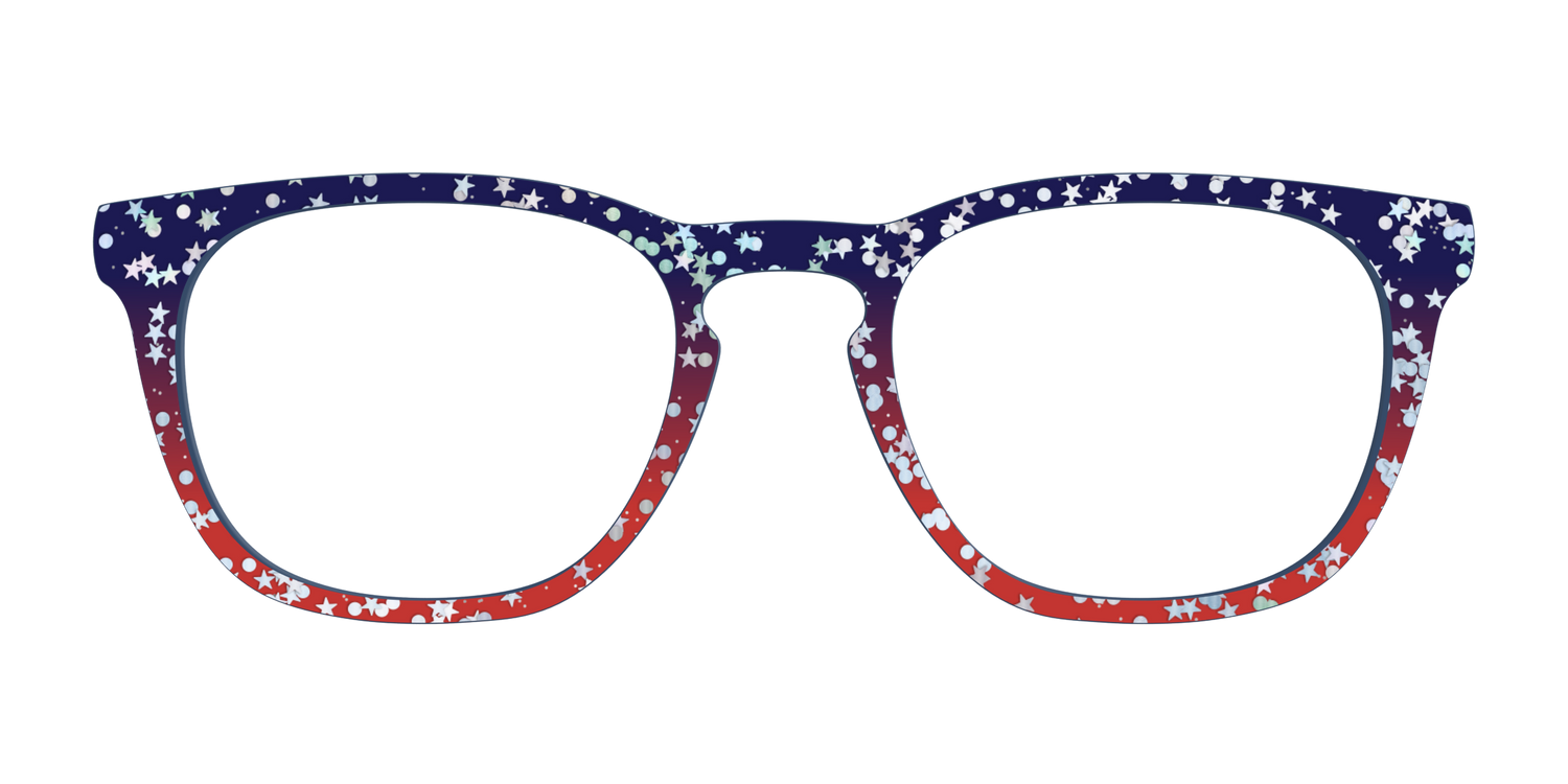 The Navy to Scarlet Gradient with Star Glitter - Front Top Image - Pair Eyewear