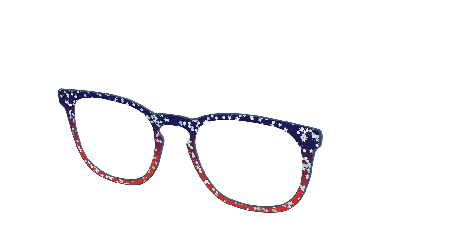 The Navy to Scarlet Gradient with Star Glitter - Angle Top Image - Pair Eyewear