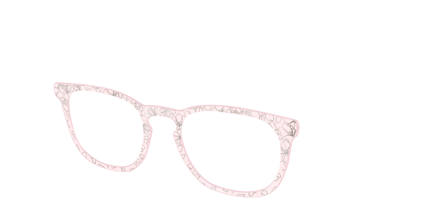 The Pink Shimmer Petals with Silver Foil - Angle Top Image - Pair Eyewear