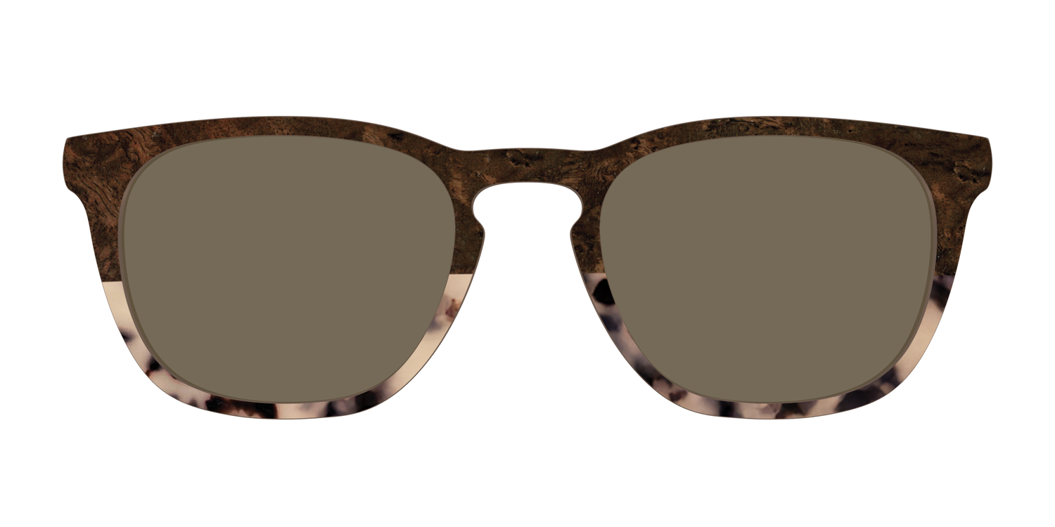 The Polarized Dark Oak Tortoise Split Sun Top - Front Top Image - Pair Eyewear