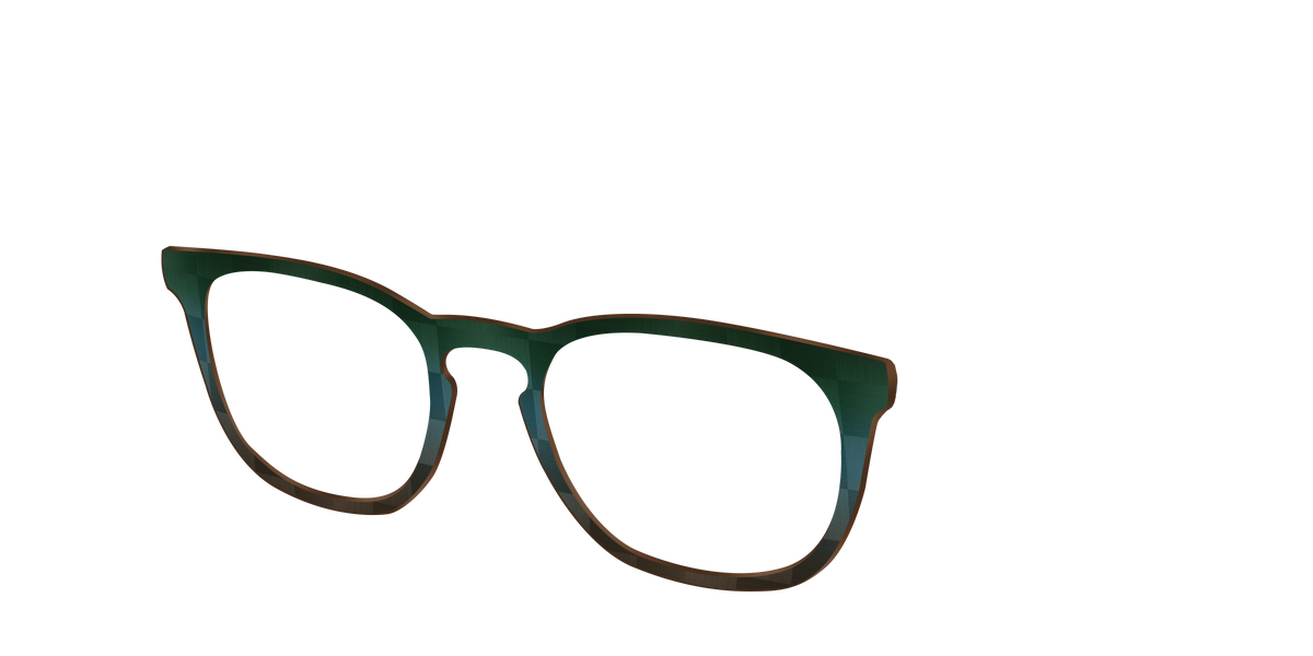 The Teal to Walnut Matte Check - Angle Top Image - Pair Eyewear