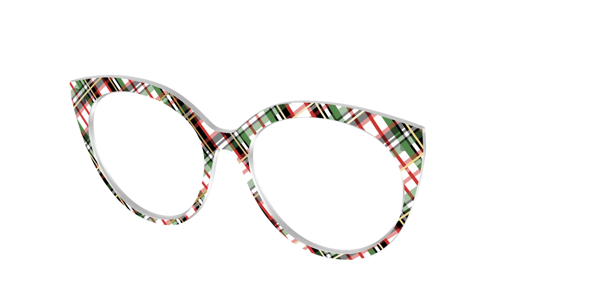 The Evergreen Plaid with Foil Crystal - Angle Top Image - Pair Eyewear