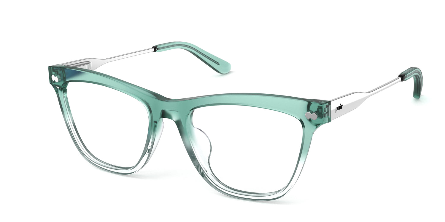 The Harper - Teal Pearlized Gradient Acetate Silver Metal - Carousel1 - Pair Eyewear